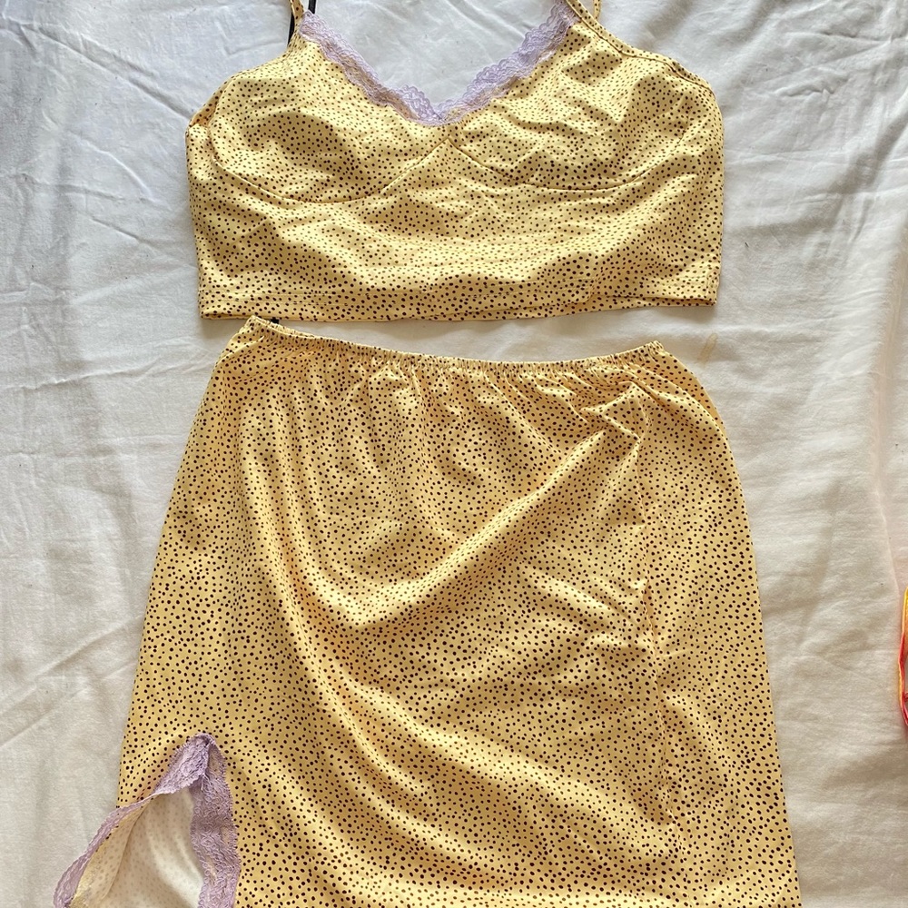 Yellow polka dot two Piece Set